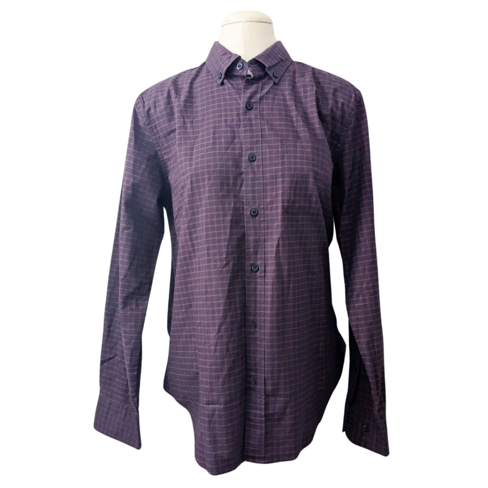 Bonobos Men's Shirt Casual Button down Plaid Purple Slim Fit Long Sleeve MEDIUM